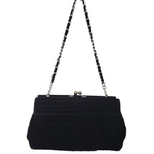 Vera Bradley Quilted Circle Black Textured Clutch with Removable Chain Strap